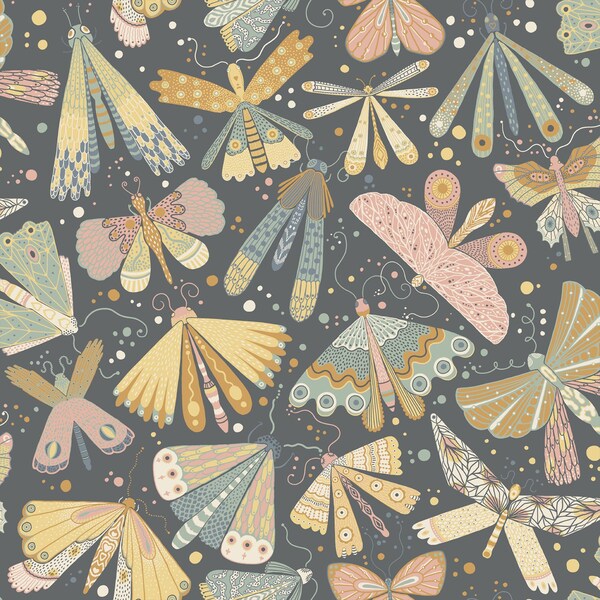 Manhattan Comfort Gennevilliers Flyga Blue Butterfly Bonanza 33 ft L X 209 in W Wallpaper BR4111-63022 - main